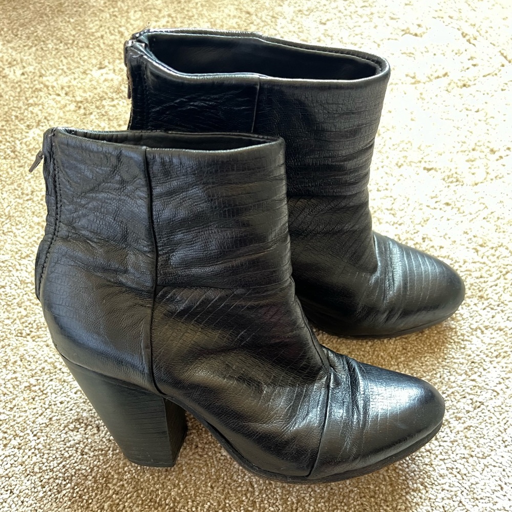 Rag & Bone Black Leather Booties; size 7.5